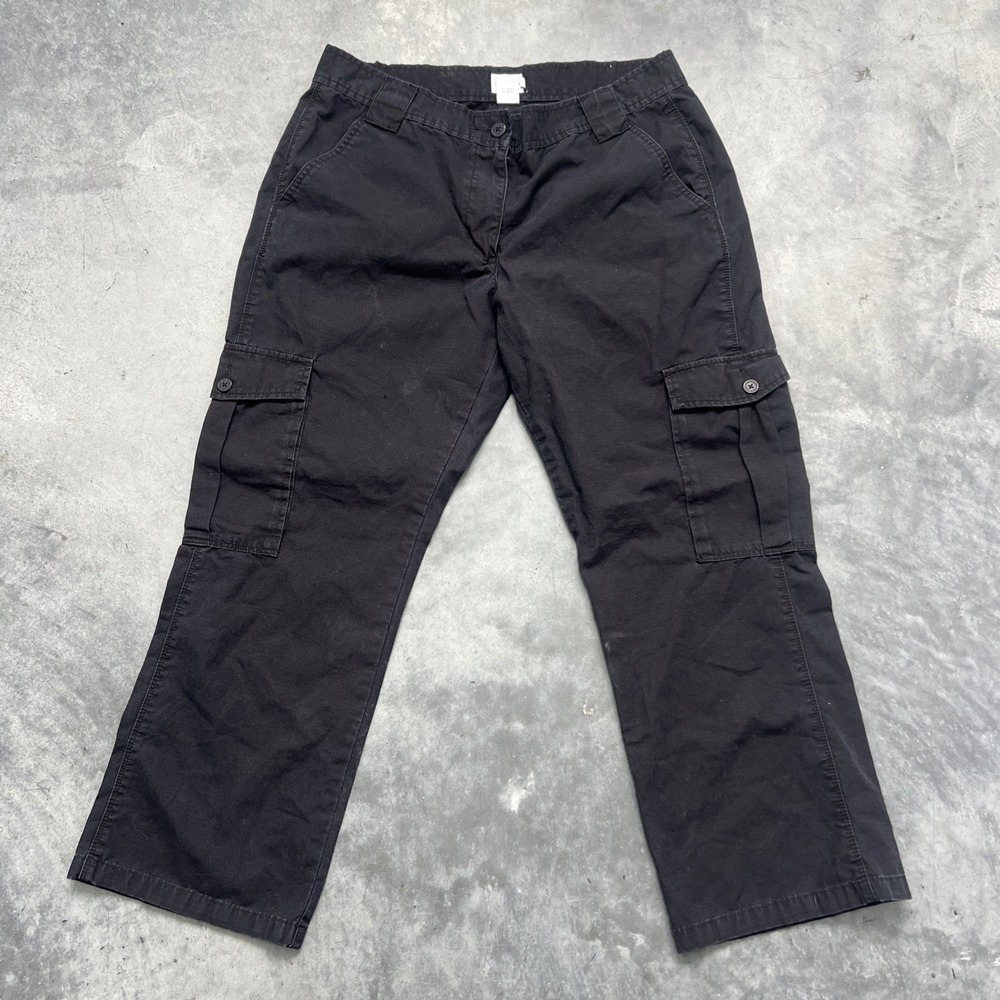 Calvin Klein Jeans Womens Black Ripstop Cargo Pants Straight Leg Size 12 Utility